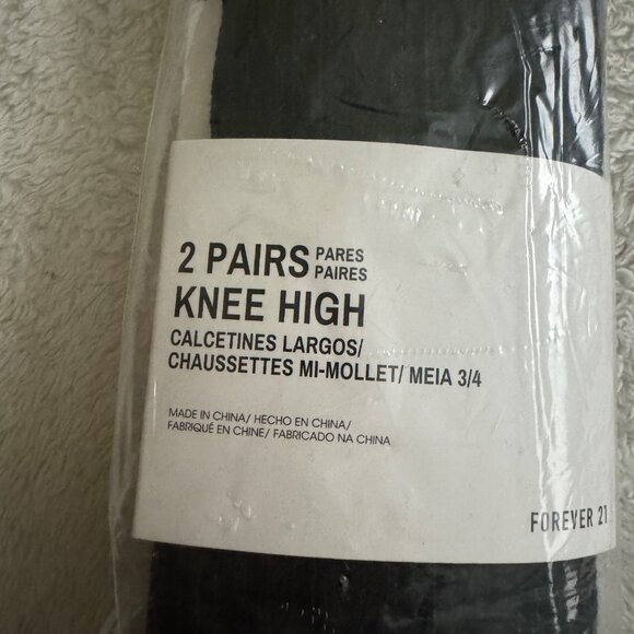Forever 21 2 pairs womens ribbed socks knee high black color one size new - Picture 5 of 7